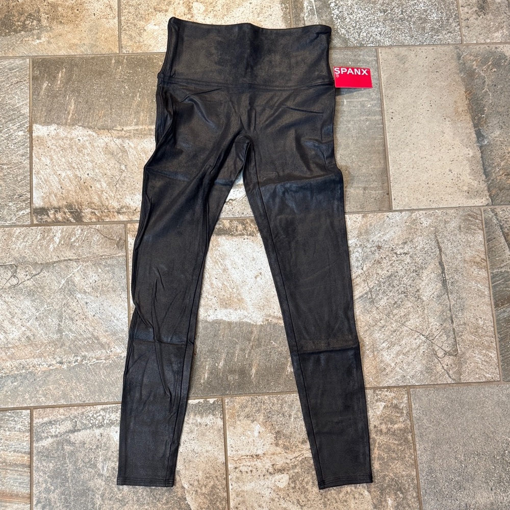 SPANX Black Faux-Leather High-Waist Jeggings